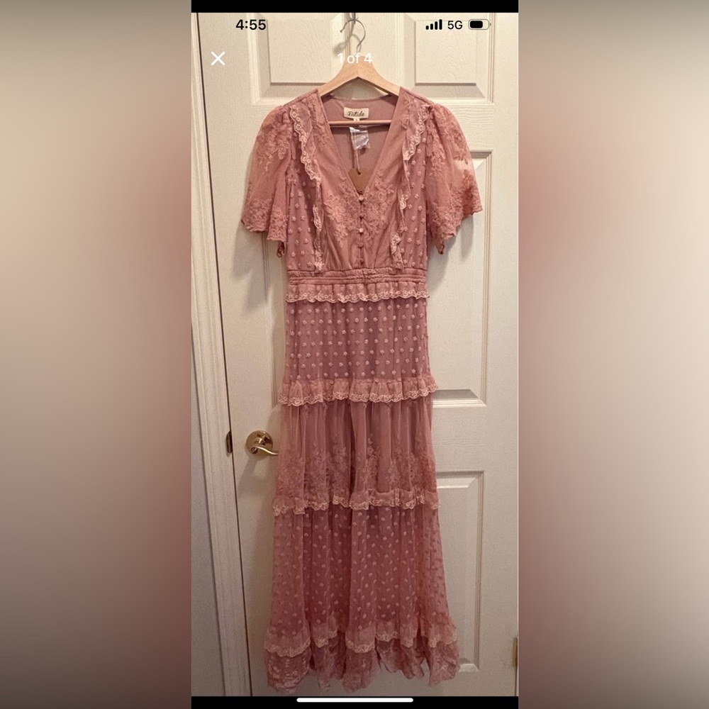 Three Birds Nest Listicle Pink Lace Maxi Dress